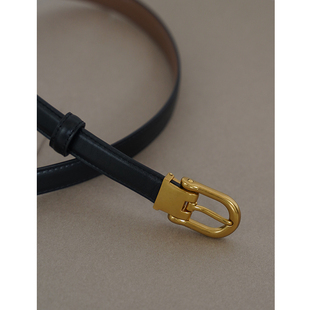 PANLULUPAN小众设计女士双面头层牛皮马蹄扣光面针扣休闲腰带皮带