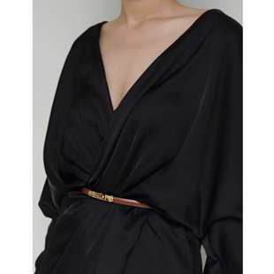 PANLULUPAN小众设计真皮高质感插扣精致优雅女士细皮带腰带腰封