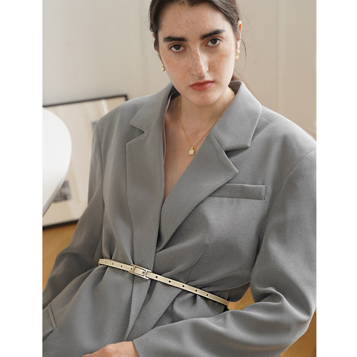 panlulupan设计真皮磨砂细腰带