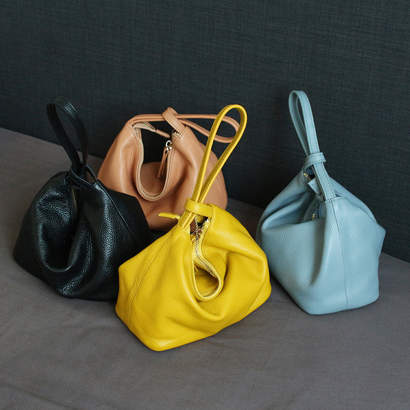 多色头层牛皮小云吞包ins