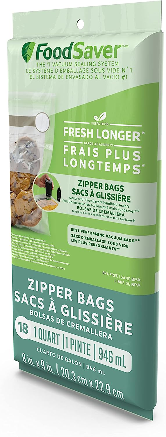 美国代购FoodSaver Zipper Bag可重复使用拉链式真空密封袋