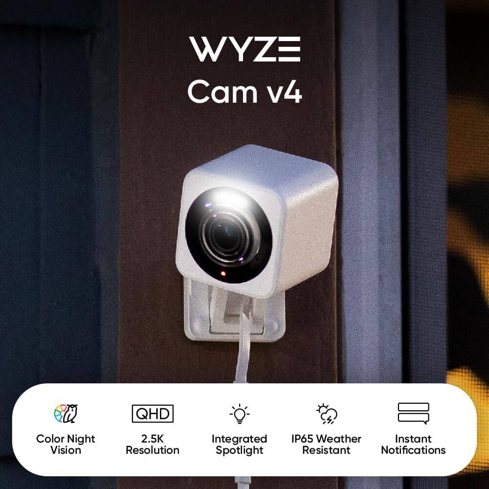 美国代购Wyze Cam v4 室内外WiFi摄像头2K 高清像素夜视双方通话
