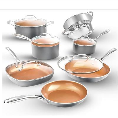 美国代购Gotham Steel 12 Piece Cookware Set 陶瓷不粘6件套