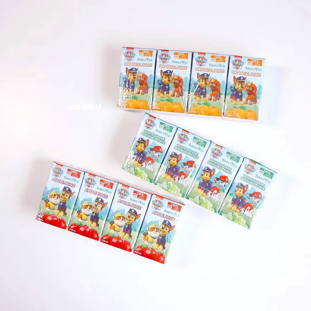 泰国进口simplyfun汪汪队儿童果汁饮料橙汁苹果汁儿童饮品125ml