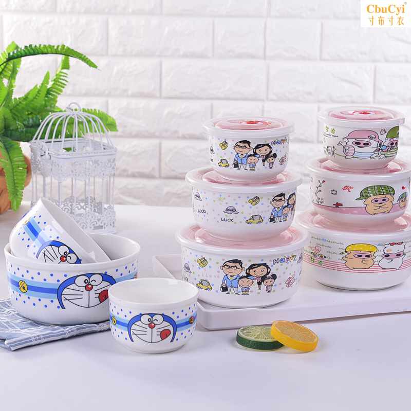 卡通麦兜叮当一家人陶瓷家用微波炉保鲜碗便当饭盒圆型带盖包邮在类目 餐饮具, 餐具, 碗中 - 来自Buy2taobao.com提供专业的淘宝代购服务