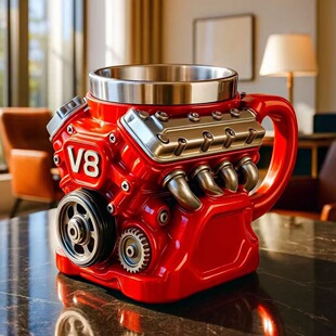 跨境新款V8Engines Stainless Steel Cup发动机不锈钢咖啡杯