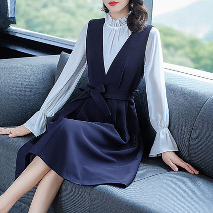 法式背心裙两件套初秋装女2019衬衫11月26日最新优惠