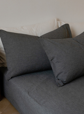 无印良品一对装纯色全棉水洗棉枕套单人家用纯棉枕头套48cmx74cm