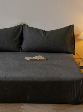 无印良品全棉水洗棉床笠单件床单加高床罩席梦思床垫防滑保护套罩