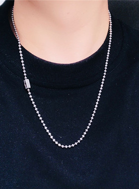 千银厚果3mm圆珠链925银男女复古