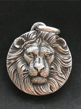 双面吊坠千银狮子男女925银霸气