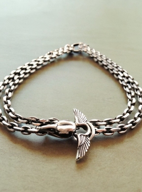 时尚风复古做旧925银手工太角链