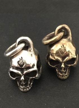 复古做旧摇滚风骷髅925银吊坠