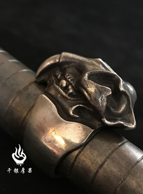 千银厚果史前猛兽剑齿虎戒指925