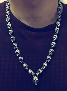 qyhg原创摇滚风骷髅925银项链