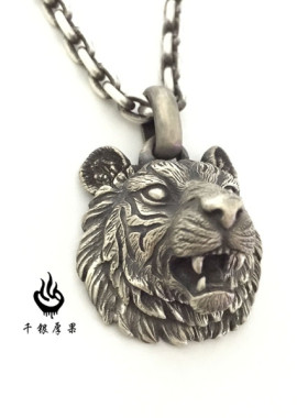 千银厚果原创写实老虎起版吊坠