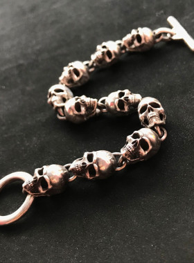 千银厚果骷髅手链925男女小众