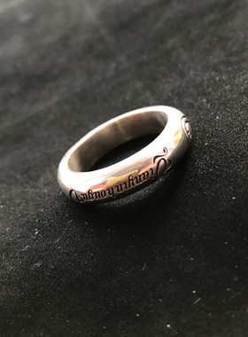 千银厚果原创字母戒指复古做旧