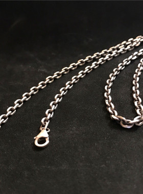 4mm粗太角链情侣千银厚果银