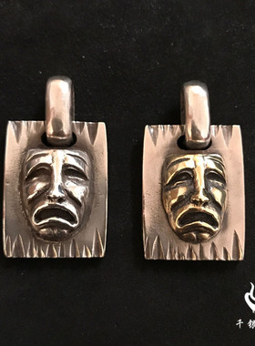 摇滚风复古做旧925银重金属吊坠