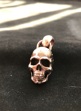 摇滚风重金属中号骷髅925银吊坠