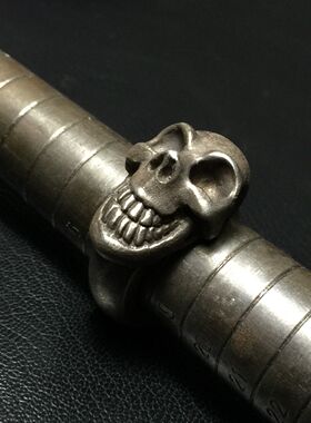 骷髅头925银手工订做戒指