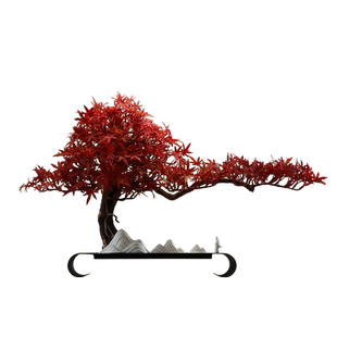 办公室摆件新中式创意客厅玄关装饰品仿真花家居桌面迎客松盆景