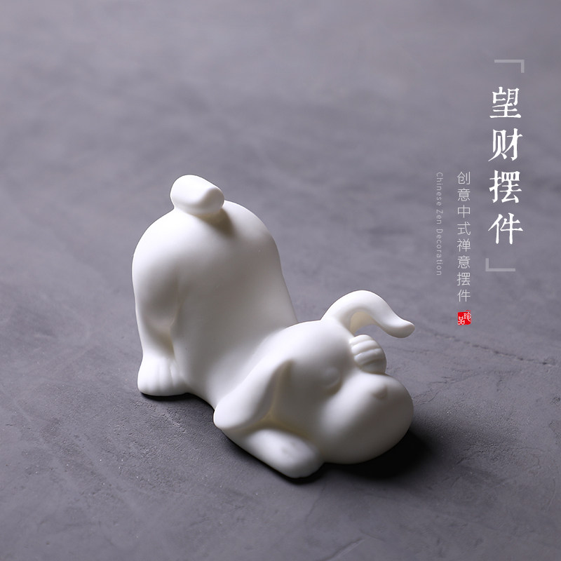 创意陶瓷小狗狗摆件家用客厅玄关风水招财桌面摆设个性家居装饰品