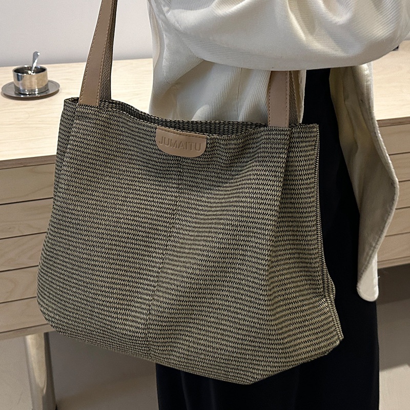 包包女大容量2024新款百搭休闲编织单肩包大学生上课通勤托特