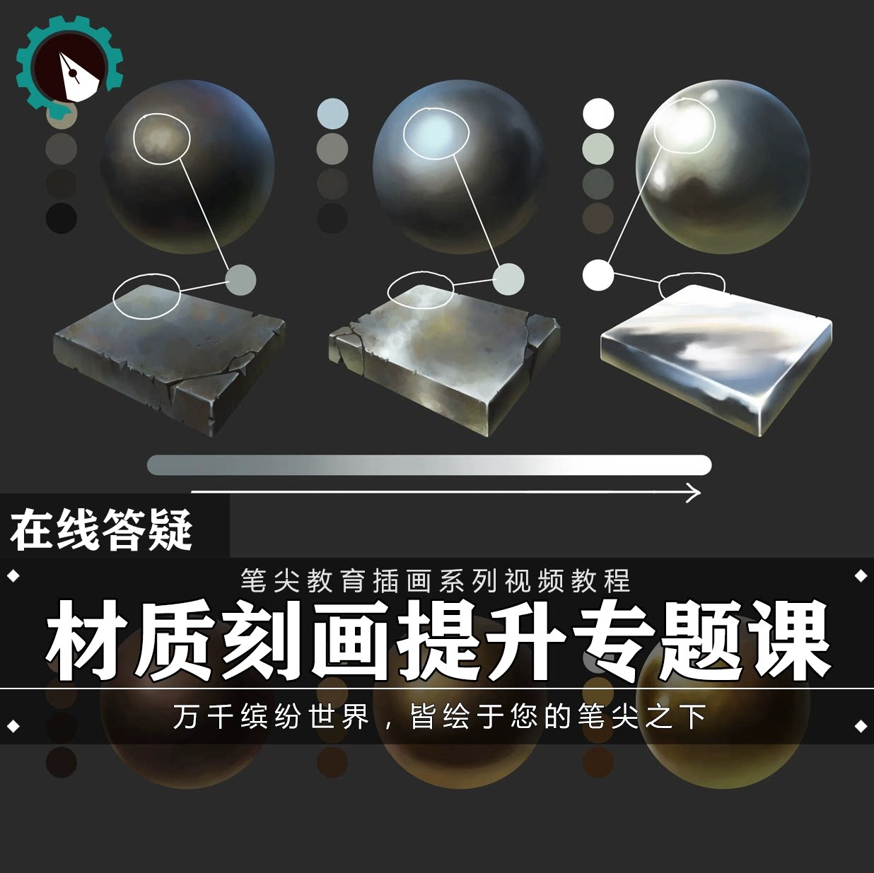笔尖教育CG原画美术系列教学-材质塑造质感刻画基础提升视频教程