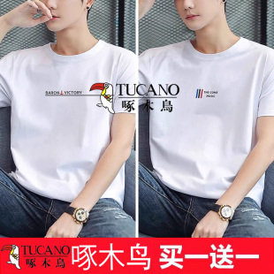 体恤2023新款 啄木鸟夏季 纯棉半袖 T恤男士 青少年上衣潮 冰丝短袖