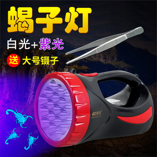 康铭照蝎子灯紫光白光手电筒