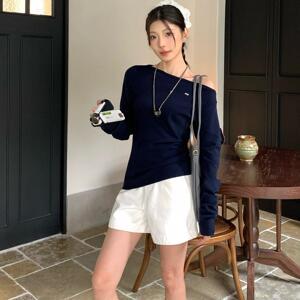 Laxsesu高定南油25早春mi系风格新款小众设计感斜肩针织衫