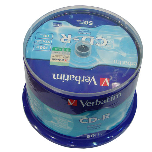 包邮威宝（Verbatim） 52速 CD 光盘 50片桶装700M 刻录碟片62617