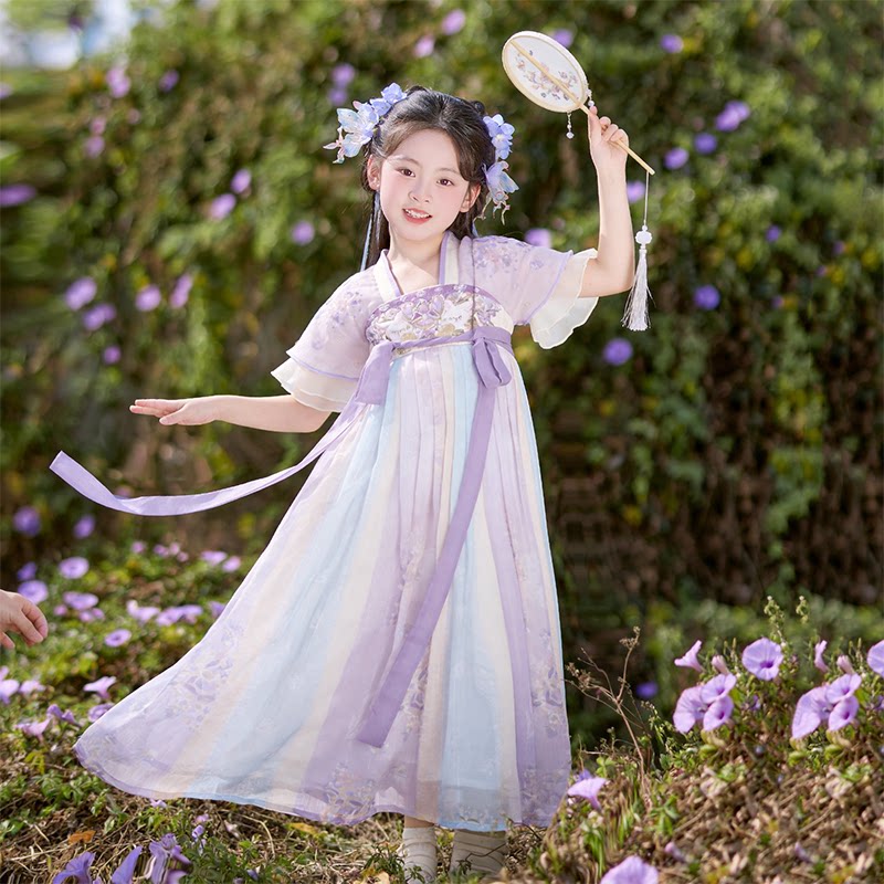旗铂汉服女童夏薄款日常可穿唐装图片