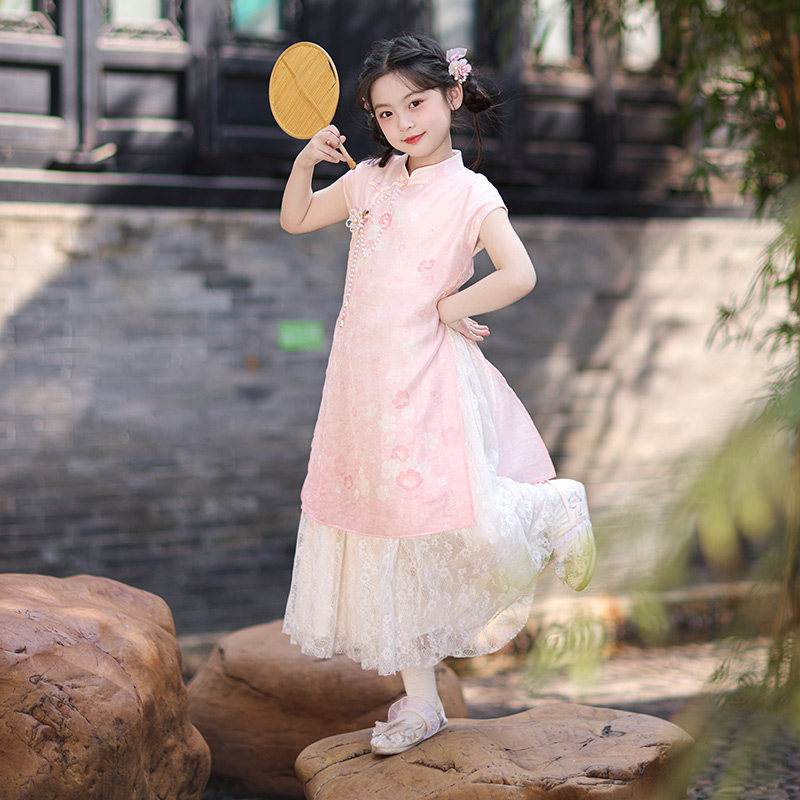 旗铂旗袍女童2026新款汉服儿童古风夏季薄款中国风新中式连衣裙夏