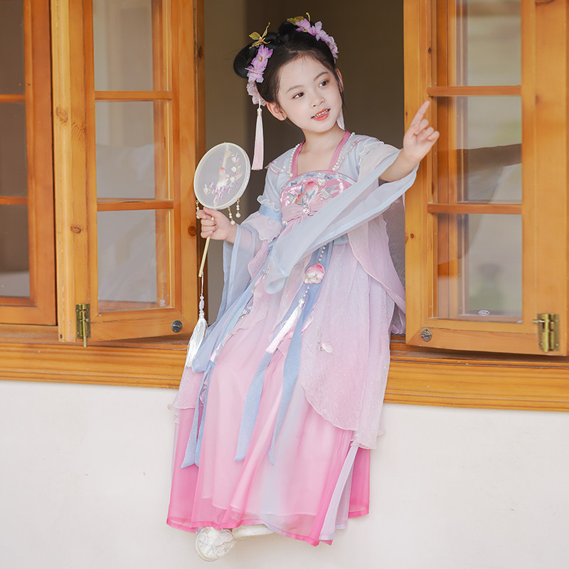 旗铂汉服女童春秋儿童古风公主裙图片