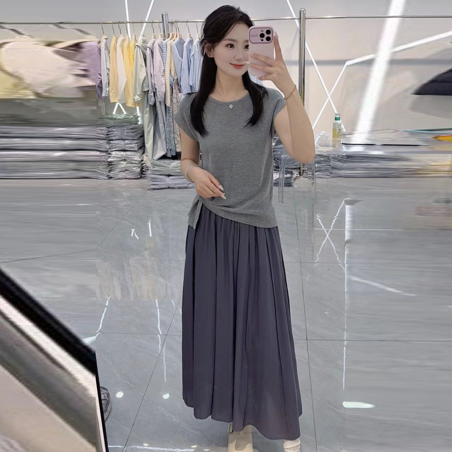 不规则上衣+半身裙两件套夏季新法式气质显瘦轻熟风穿搭时尚套装