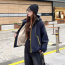 连帽加绒冲锋衣外套女冬季 宽松百塔加厚休闲夹克潮 韩系设计感时尚