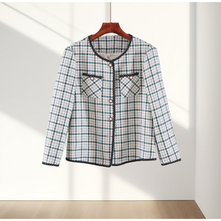 格子上衣百搭显瘦气质 2025新款 秋季 韩版 小香风外套女短款