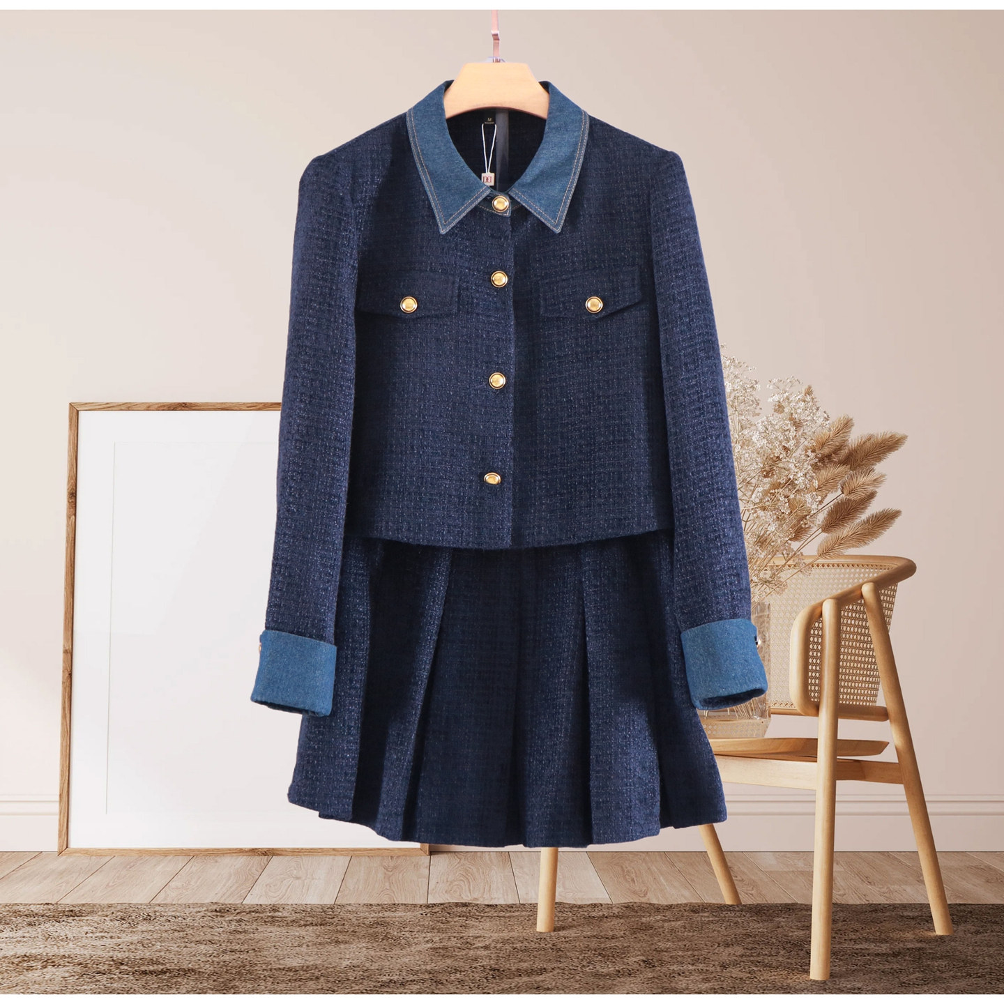 25年新款秋季韩版时尚小香风精致翻领外套百褶裙两件套套装,女装/女士精品,时尚套装,淘宝优惠券,粉丝福利购,淘宝优惠卷