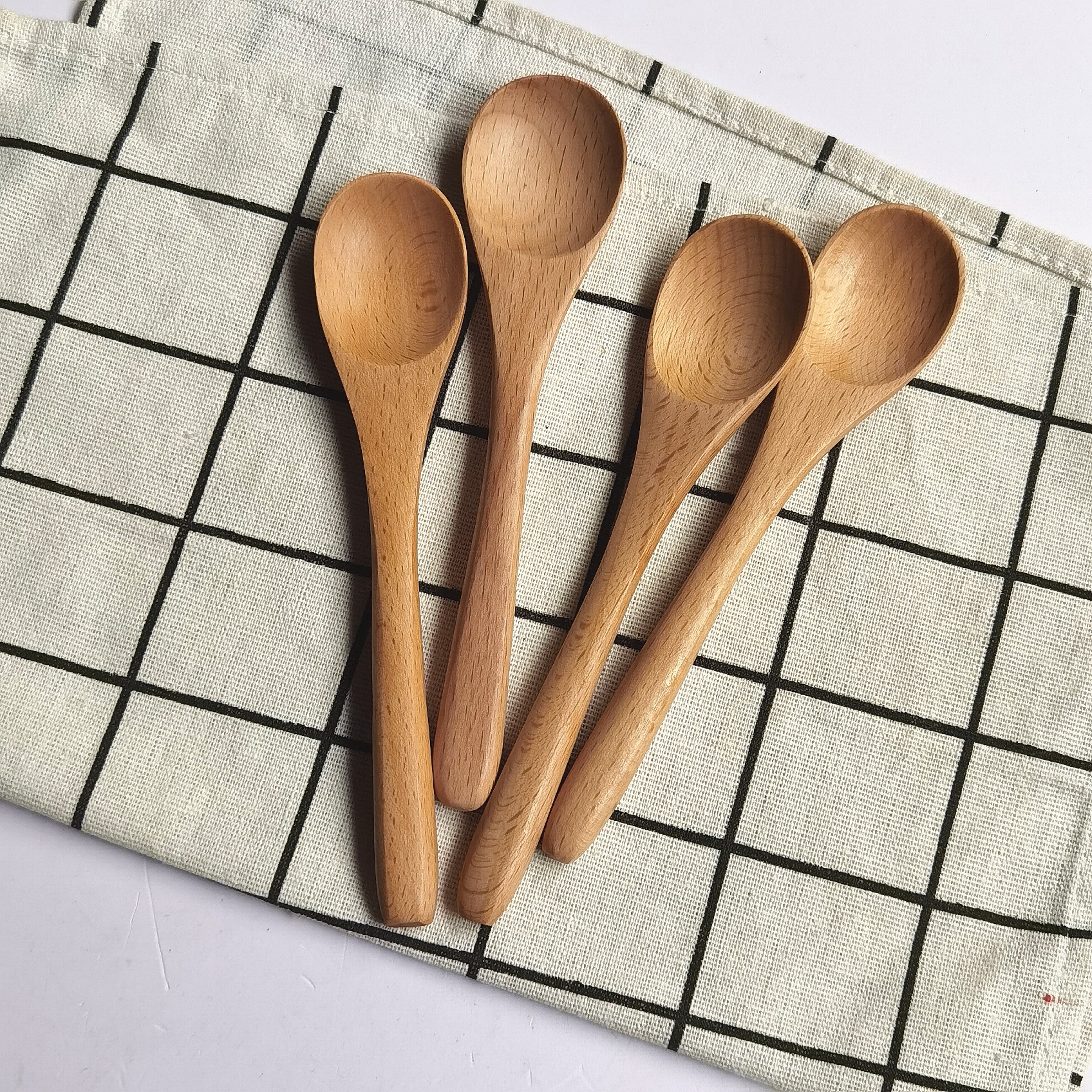 榉木儿童木勺日式木头勺实木蜂蜜勺调羹饭勺餐勺木勺子短柄咖啡勺