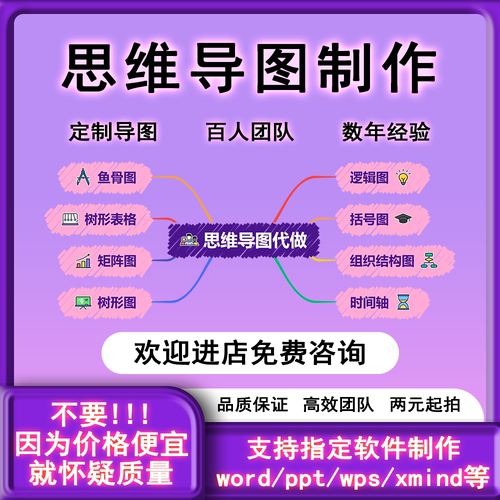 思维导图制作定制xmind组织架构图设计鱼骨图工艺逻辑流程图代画