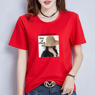 现货 t恤女宽松休闲套头上衣原宿风打底衫 夏季 印花短袖 潮 新款