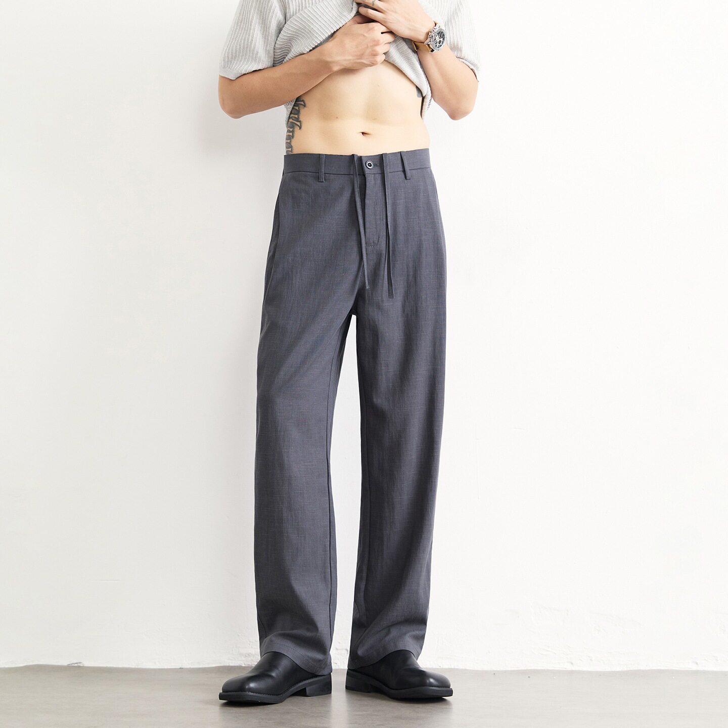 2026/亚麻裤子男士夏季新款宽松直筒裤棉麻垂感阔腿休闲长裤