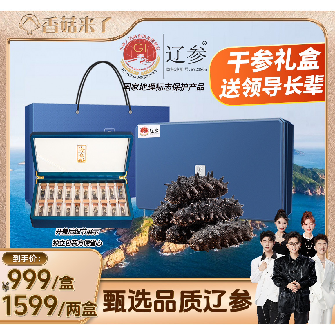 【香菇来了】颐参严选大连淡干海参100g 辽参刺参干货送礼礼盒