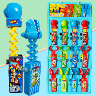 网红儿童创意整蛊搞怪伸缩拳头伸缩鳄鱼钳子夹子糖果玩具超市批发