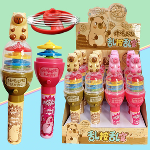 网红儿童创意手持按压旋转飞盘飞碟飞天仙子陀螺糖果玩具超市批发