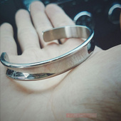 时尚 手饰简约个性 凹面开口钛钢手镯男女情侣手环日韩潮人首饰品