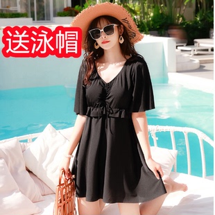 女士游泳装 两件套遮肚显瘦泡温泉妈妈装 中老年分体泳衣女裙式 大码